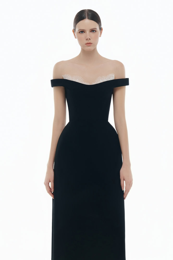 Amélie Off-Shoulder Applique Midi Dress - MEAN BLVD