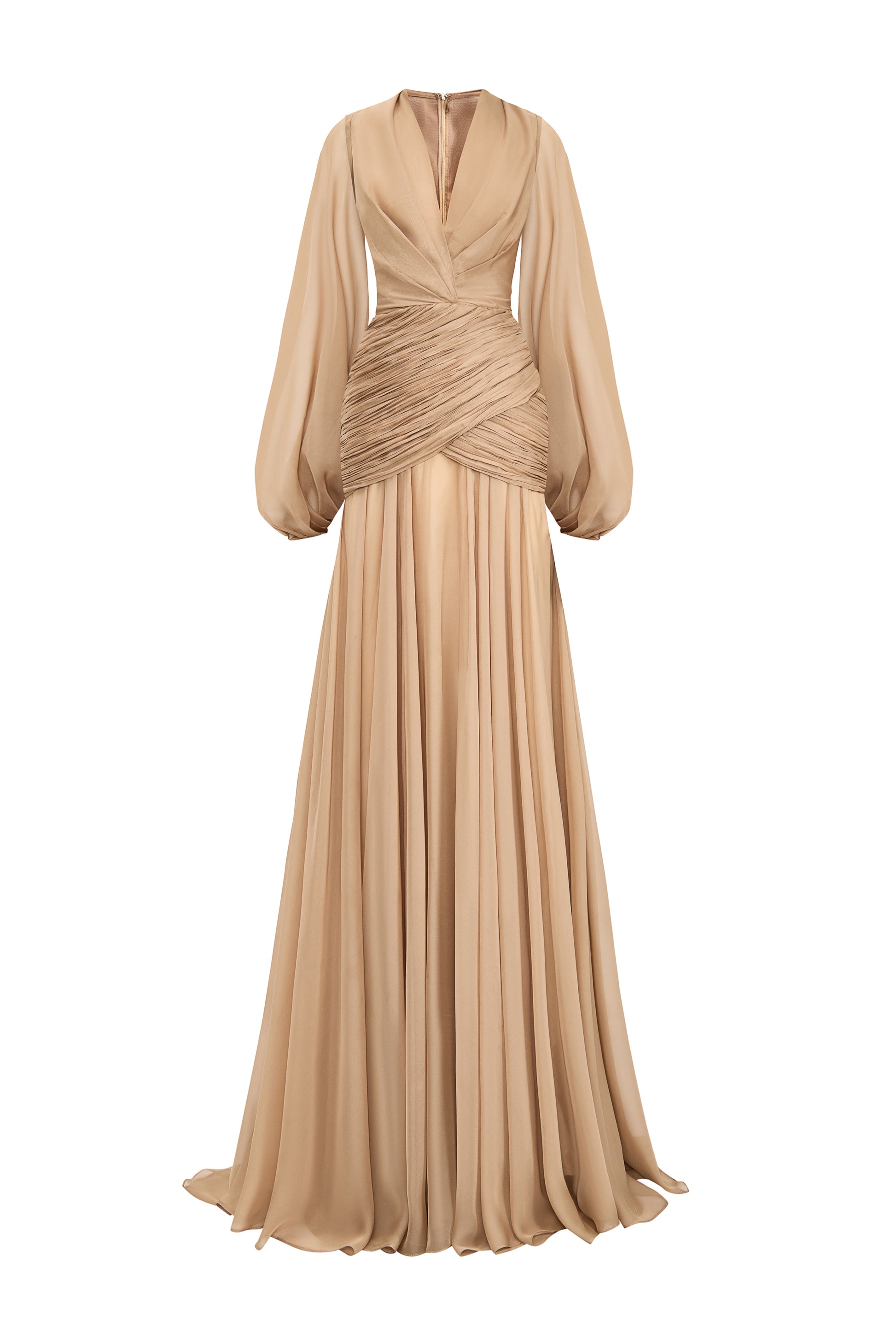 ruched nude dress Ruched cotton midi dress in nude