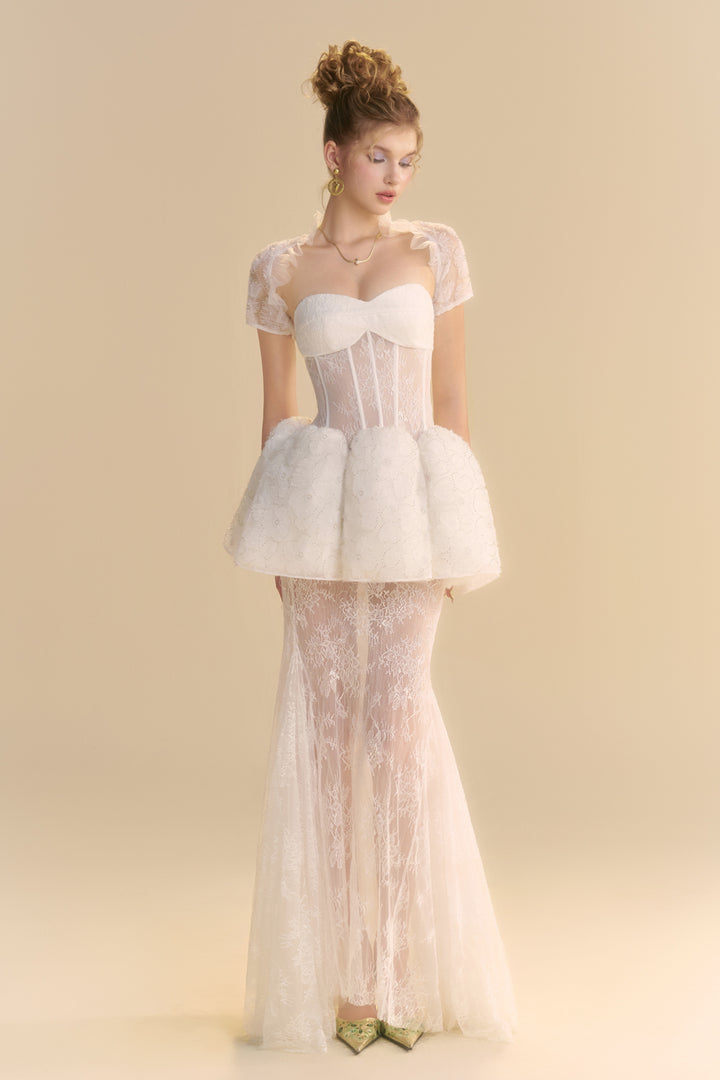 Ameline Mermaid Draped Maxi Dress - MEAN BLVD