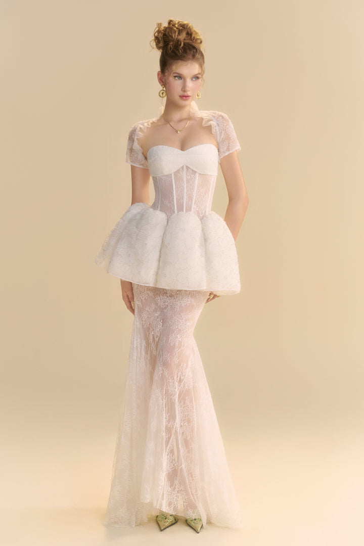 Ameline Mermaid Draped Maxi Dress - MEAN BLVD