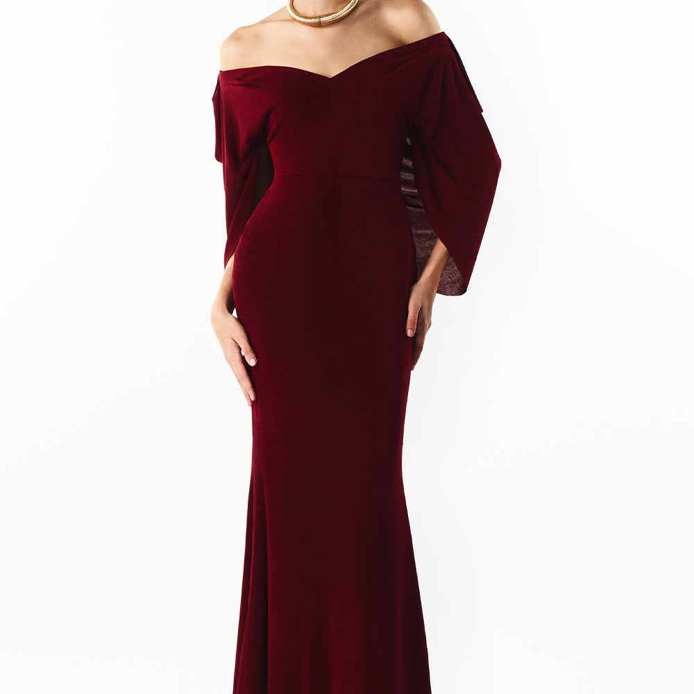 Amora Off-Shoulder Gathering Maxi Dress - MEAN BLVD