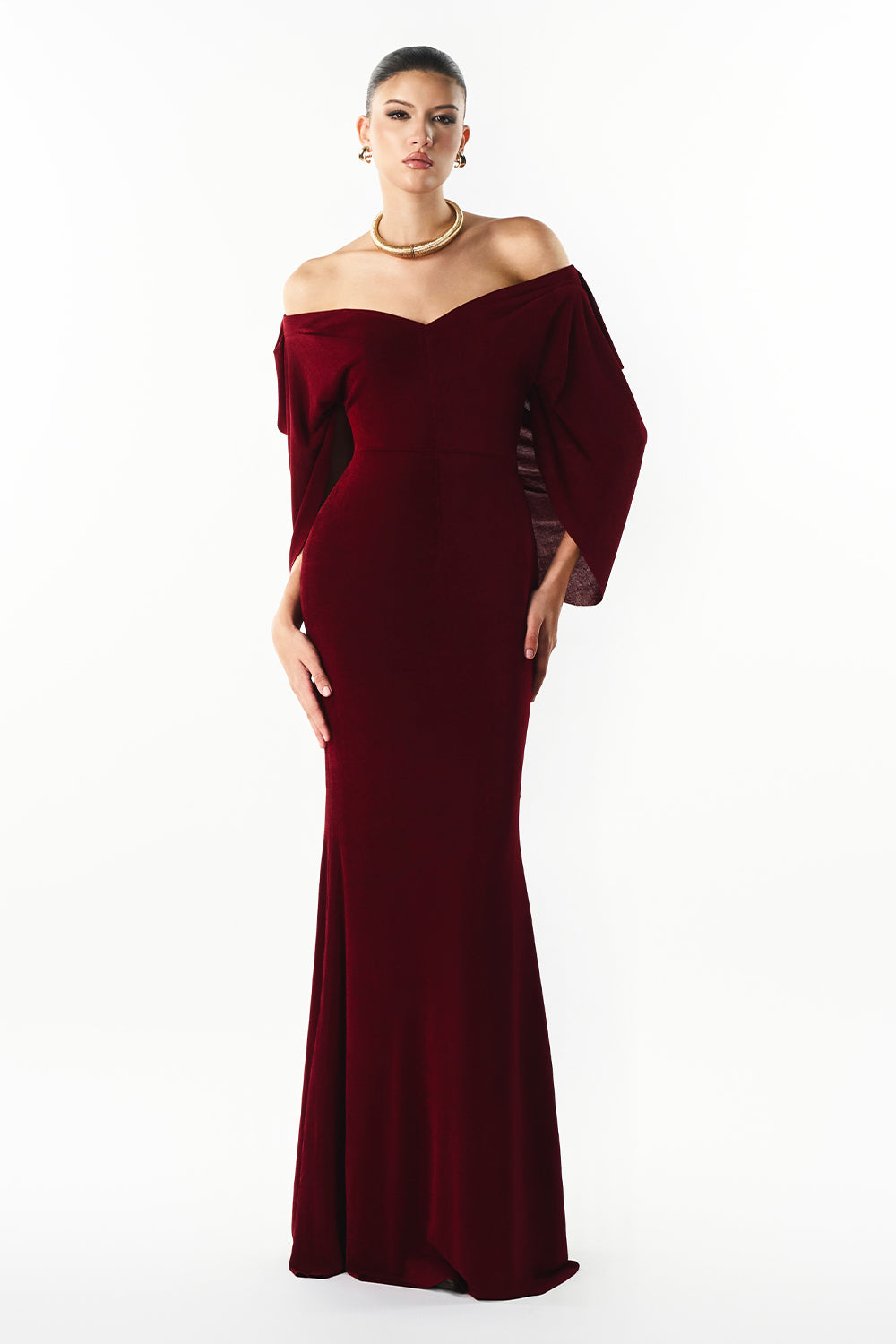 Amora Off-Shoulder Gathering Maxi Dress - MEAN BLVD