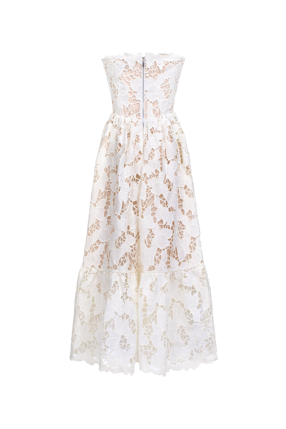 Amy A-line Straight Across Neck Lace Ankle Length Dress