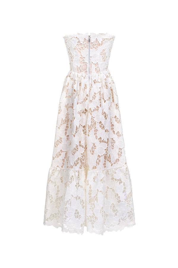 Amy A-line Straight Across Neck Lace Ankle Length Dress