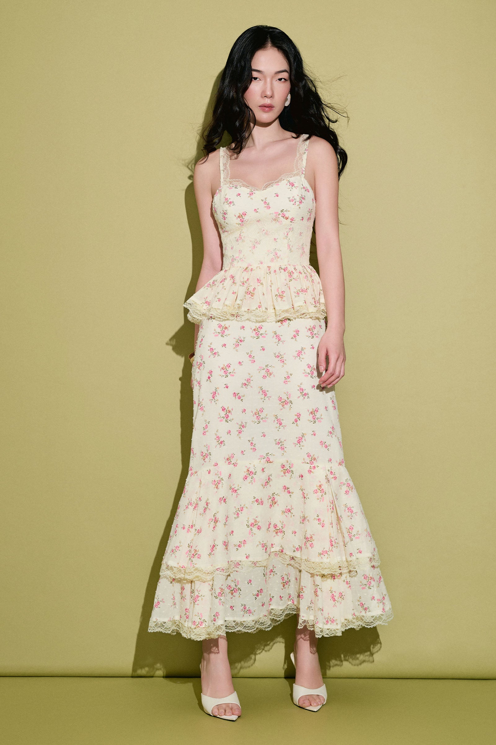 Annabella Peplum Midi Dress Ivory Cream / XL