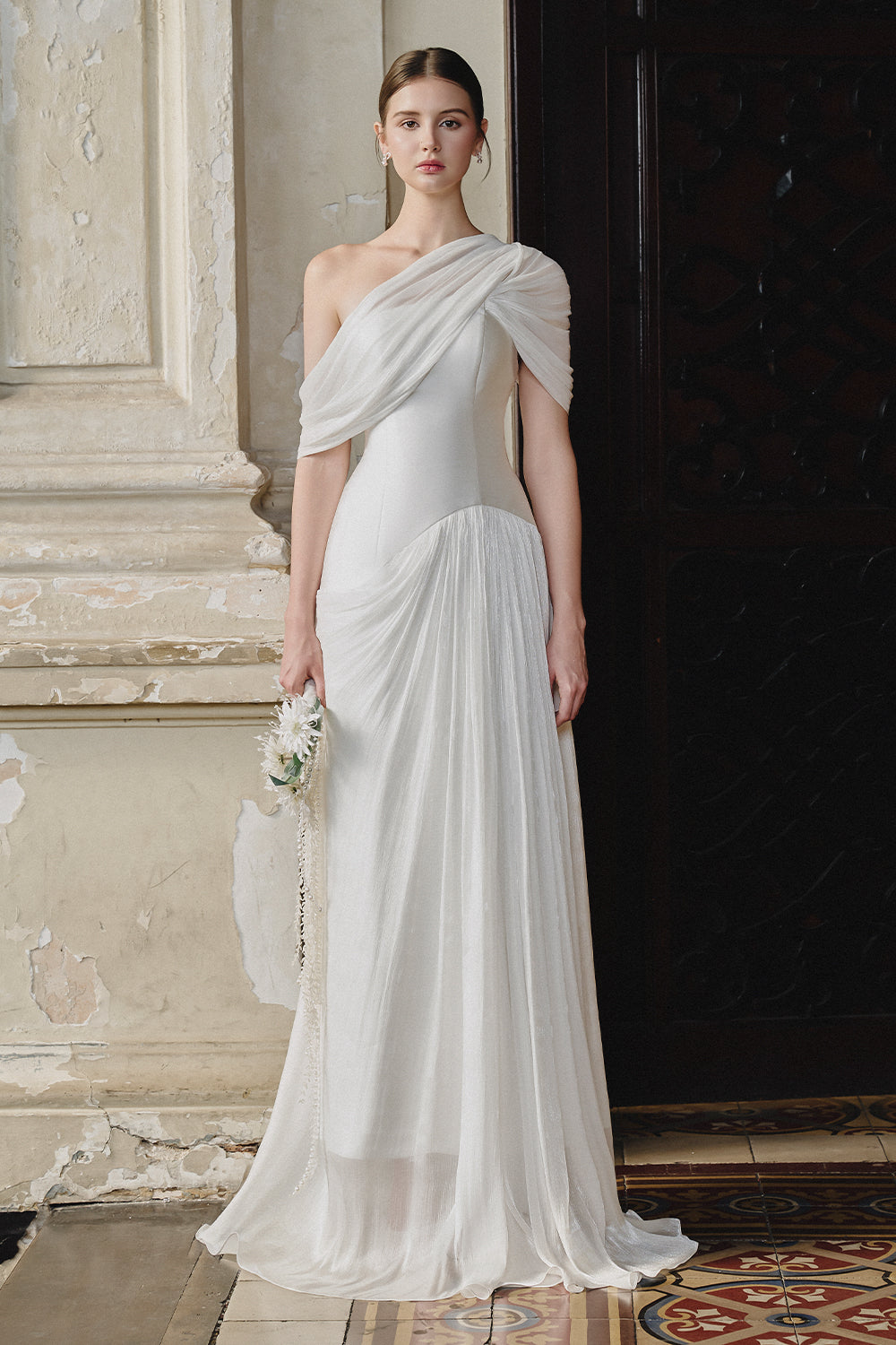 Anne Asymmetric Sleeve Maxi Dress