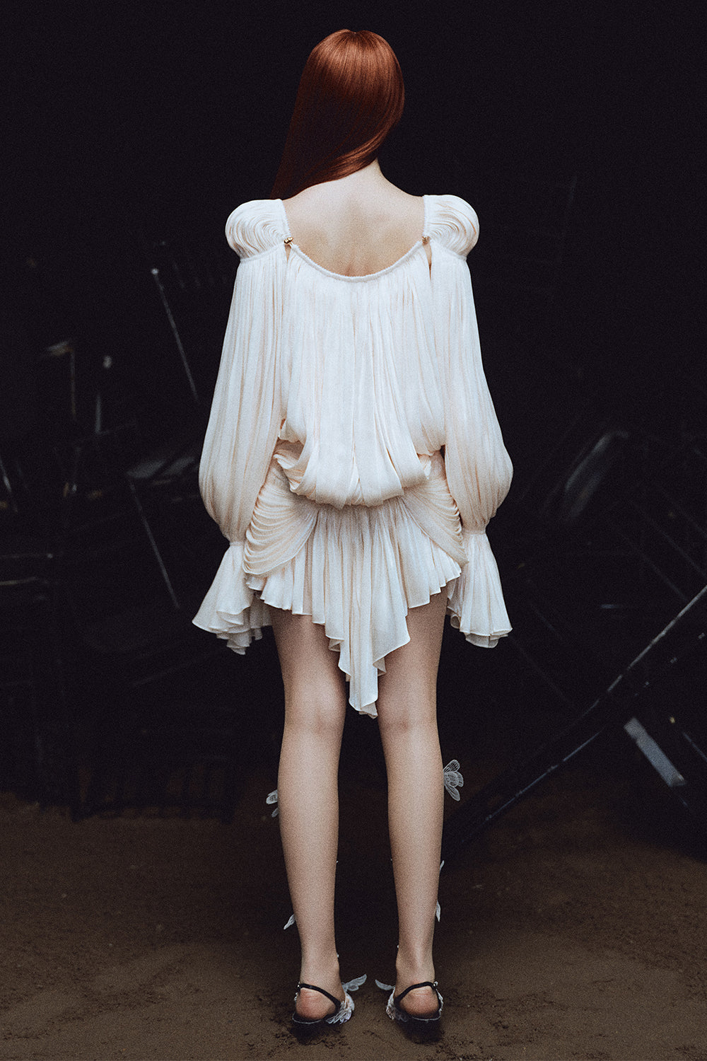 Women's Arcadia Blouson Draped Mini Dress XS/S/M/L/XL/Customize Cream MEAN BLVD Cream / S