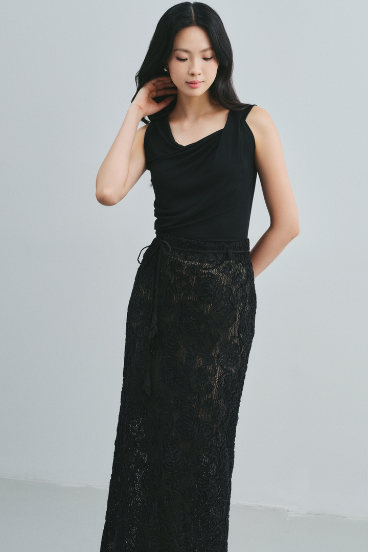 Areli Asymmetric Neck Draped Top - MEAN BLVD