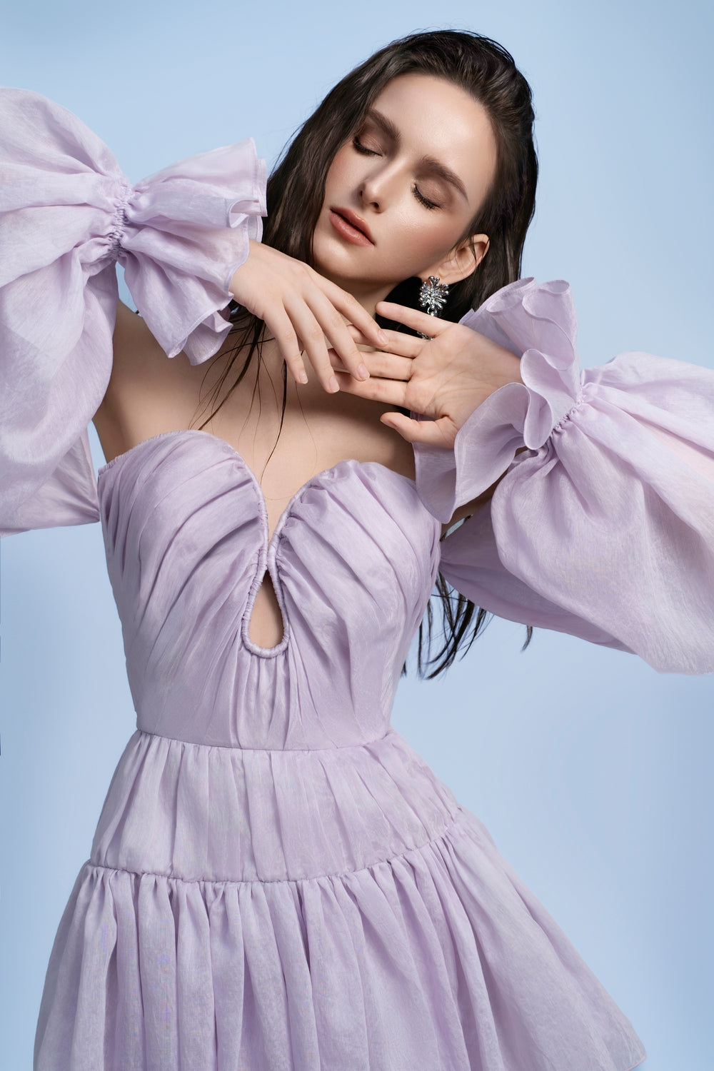 Women's Ari Drop Waist Off-Shoulder Polyester Blend Mini Dress S/M/L/XL/Customize Pastel Purple/Coral MEAN BLVD Pastel Purple / XL Women's Ari Drop Waist Off-Shoulder Polyester Blend Mini Dress S/M/L/XL/Customize Pastel Purple/Coral MEAN BLVD Pastel Purple / XL