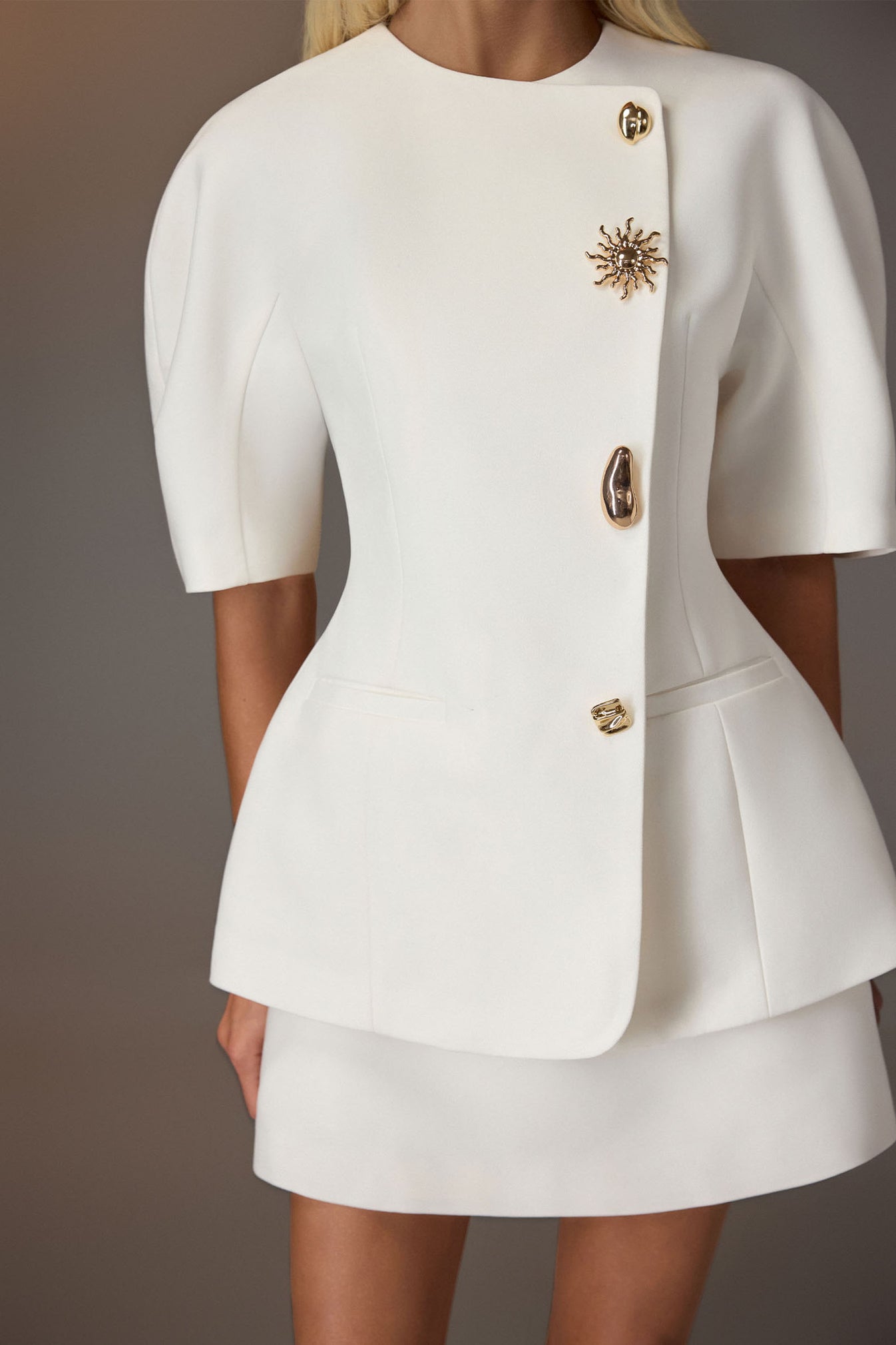 Women's Aris Button Blazer White XS/S/M/L/XL/Customize MEAN BLVD