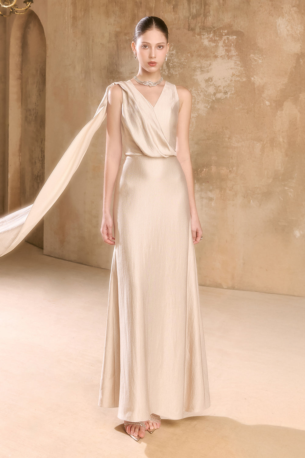 v neckline maxi dress Arisa V-Neck Maxi Dress