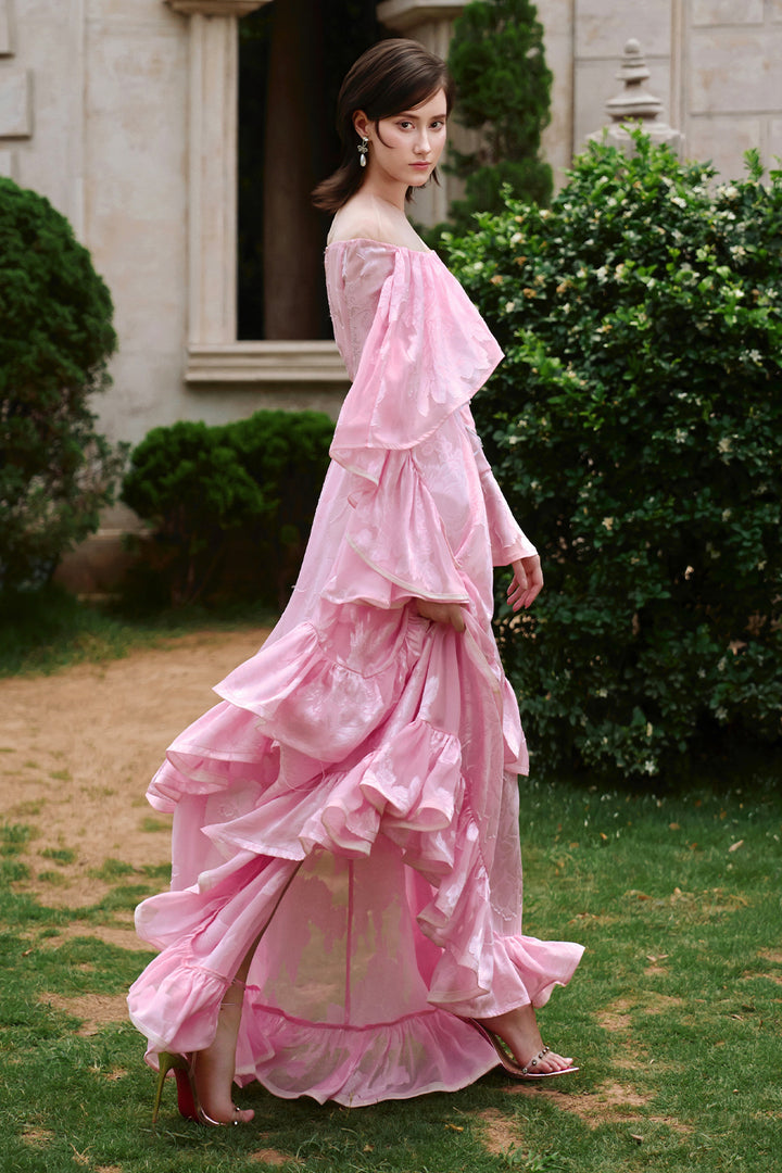 Artemis Bell Sleeve Gathering Maxi Dress - MEAN BLVD