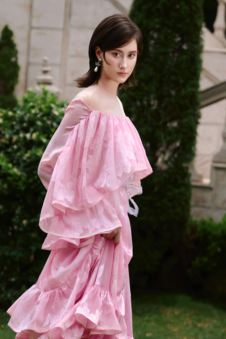 Artemis Bell Sleeve Gathering Maxi Dress - MEAN BLVD