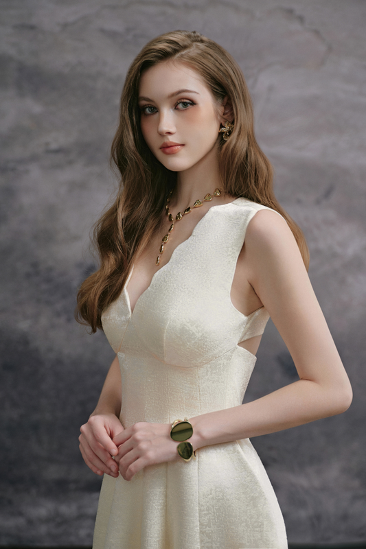 Ashe Scallop Ribbon Midi Dress - MEAN BLVD