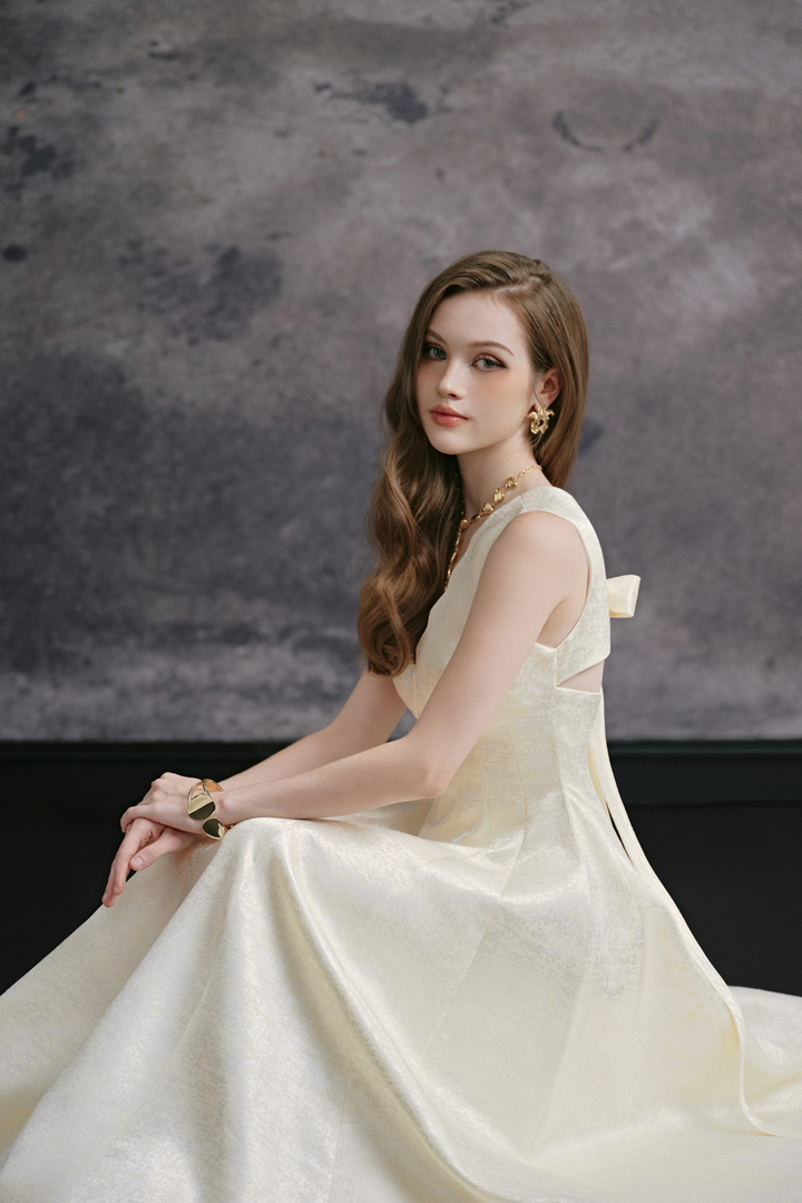 Ashe Scallop Ribbon Midi Dress - MEAN BLVD