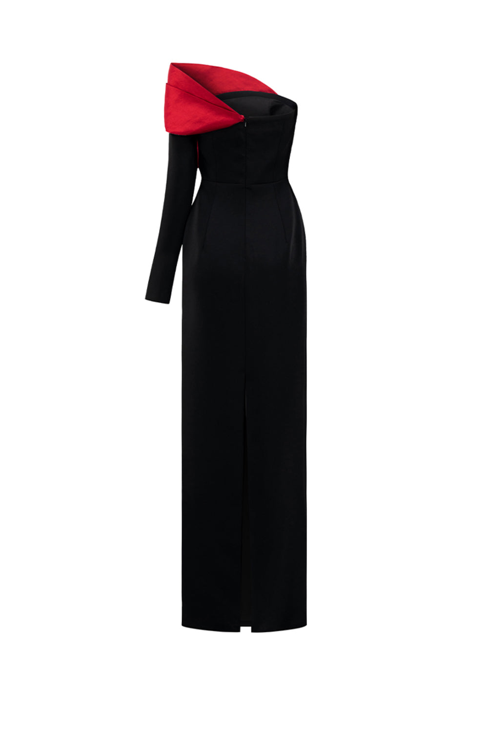 Legacy Sheath Asymmetric Sleeved Crepe Floor Length Dress