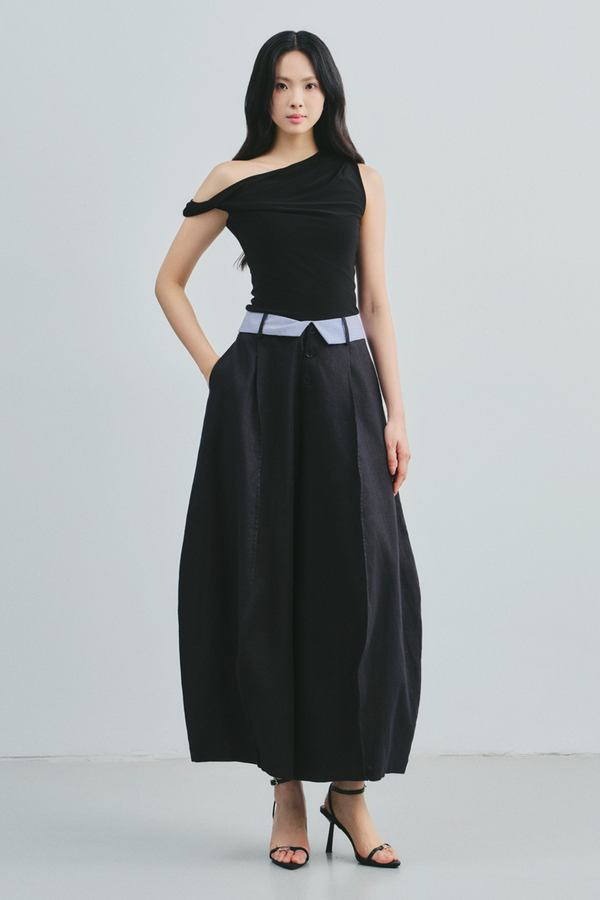 Athena Asymmetric Neck Draped Top - MEAN BLVD