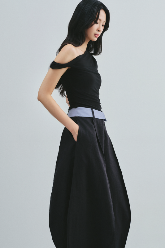 Athena Asymmetric Neck Draped Top - MEAN BLVD