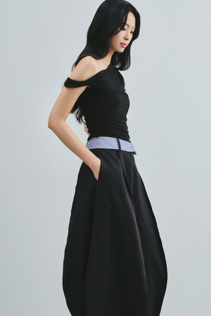 Athena Asymmetric Neck Draped Top - MEAN BLVD