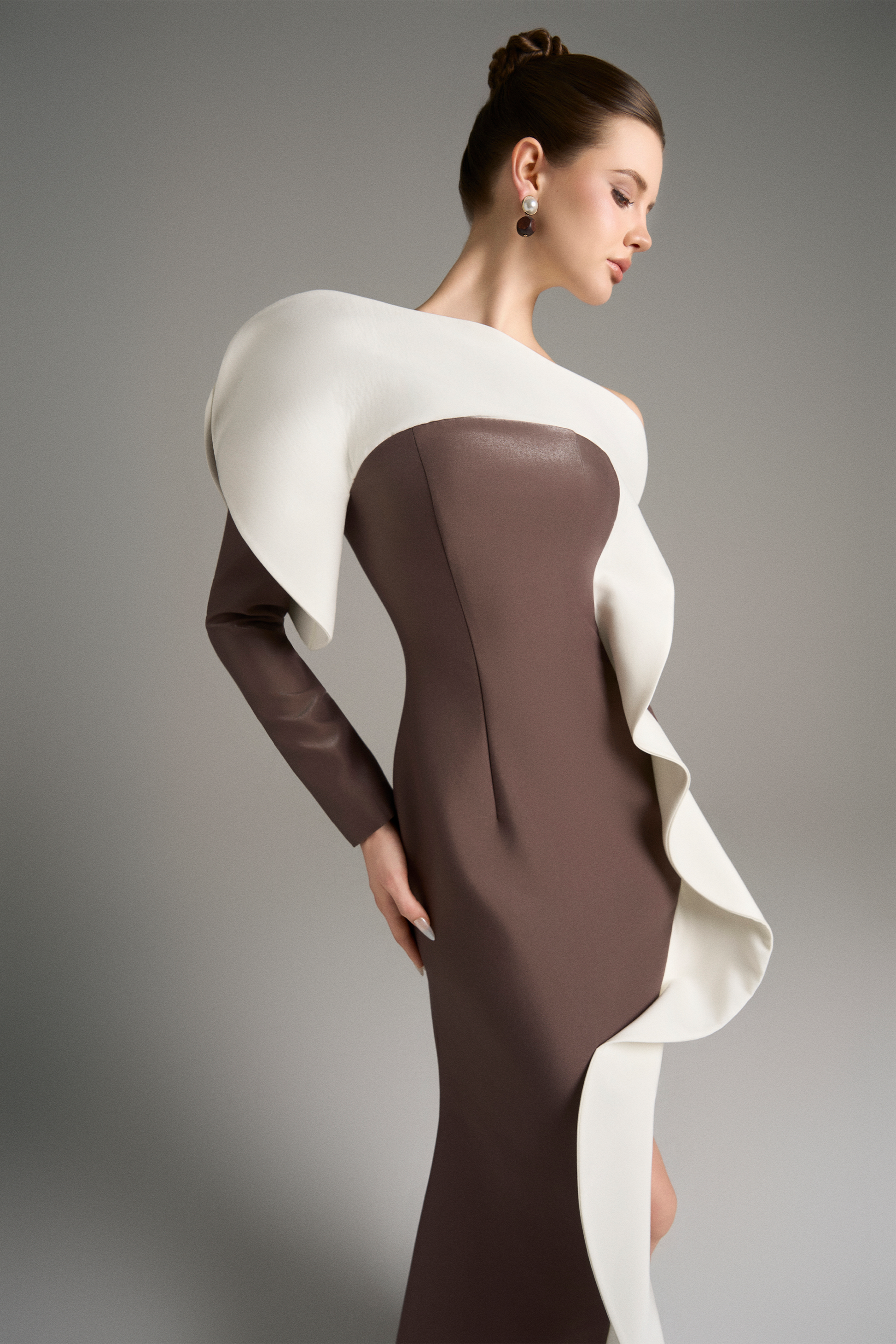 Athena One Long Sleeve Maxi Dress With High Split 3