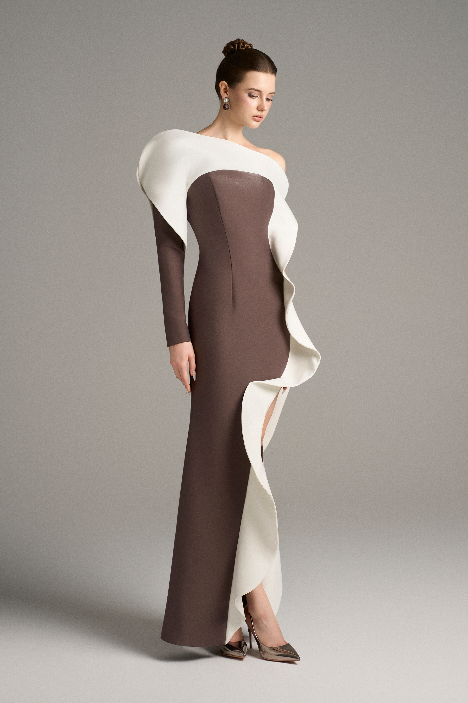 Athena One Long Sleeve Maxi Dress With High Split 5