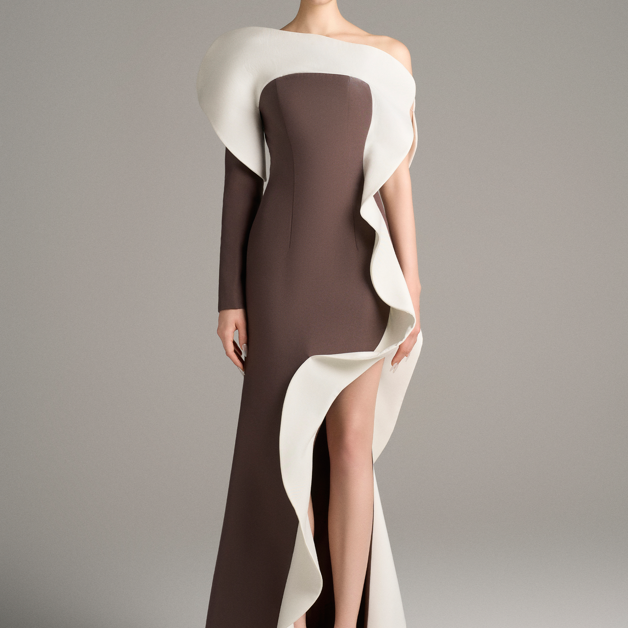Athena One Long Sleeve Maxi Dress With High Split 4