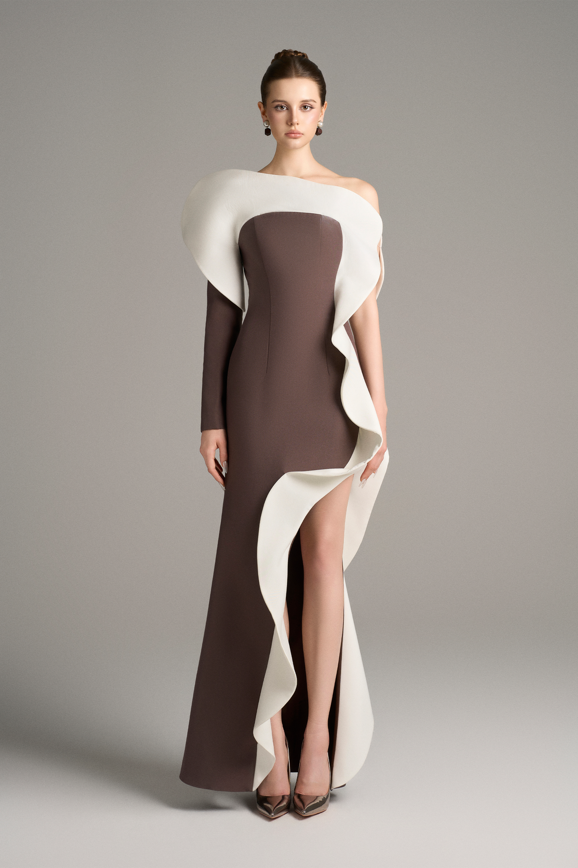 Athena One Long Sleeve Maxi Dress With High Split 4