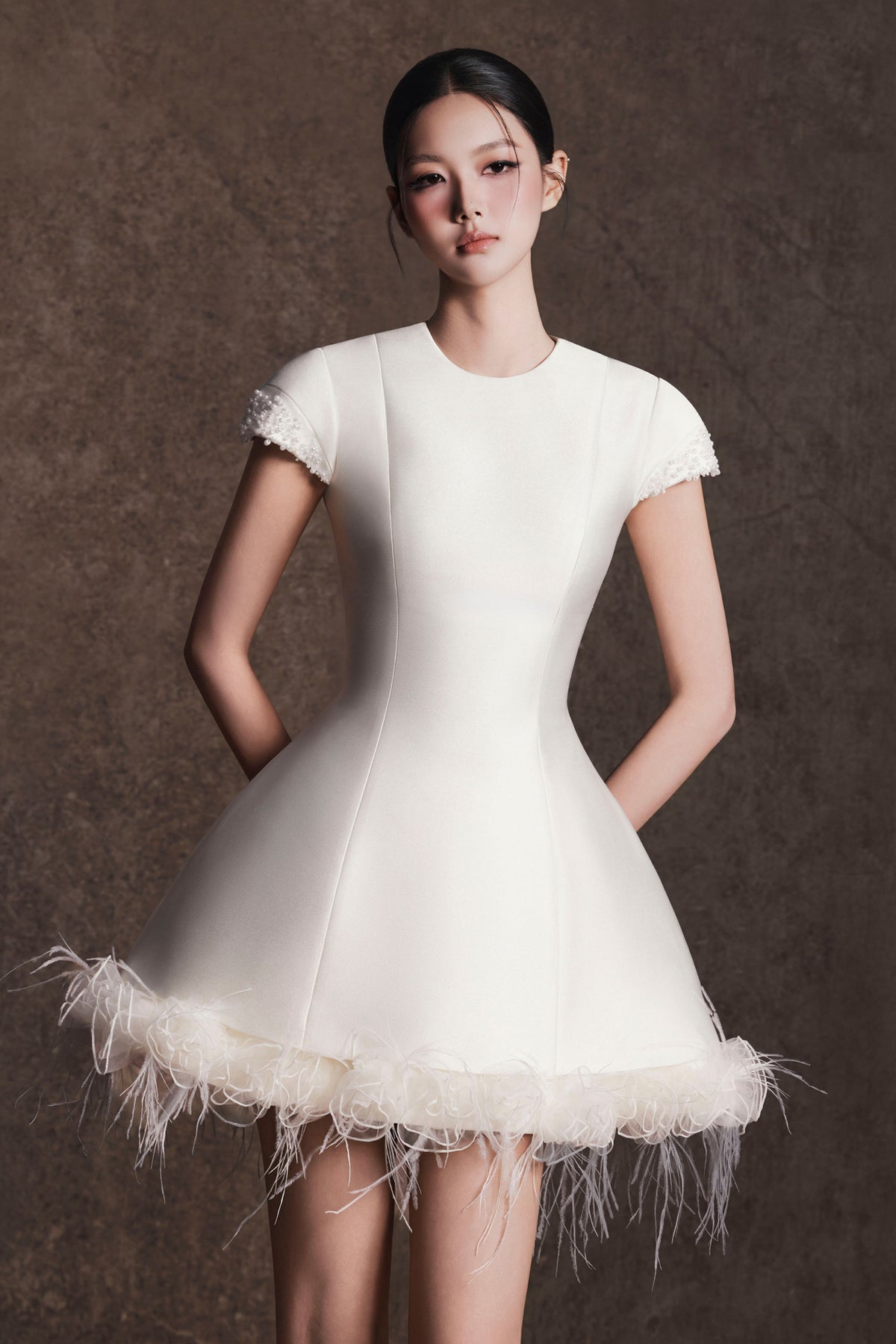 Auréole Feather Mini Dress - MEAN BLVD