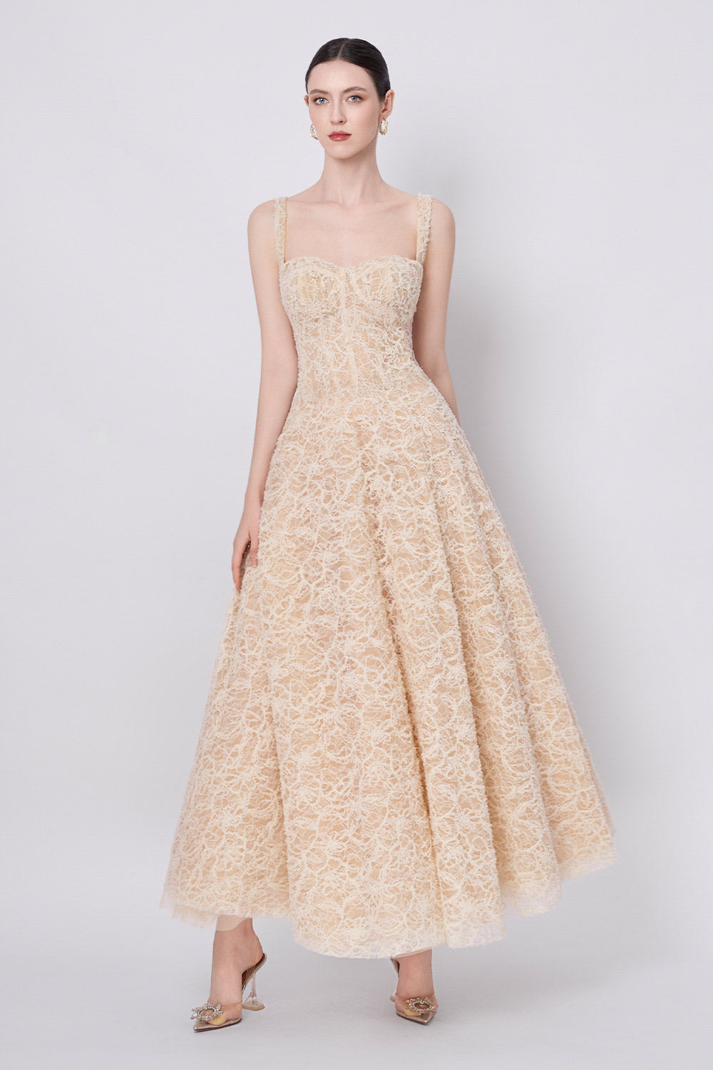 Women's Aurora A-Line Loose Strap Tulle Ankle Length Dress XS/S/M/L/XL/Customize Milky Beige Mean Blvd Milky Beige / L Women's Aurora A-Line Loose Strap Tulle Ankle Length Dress XS/S/M/L/XL/Customize Milky Beige Mean Blvd Milky Beige / L