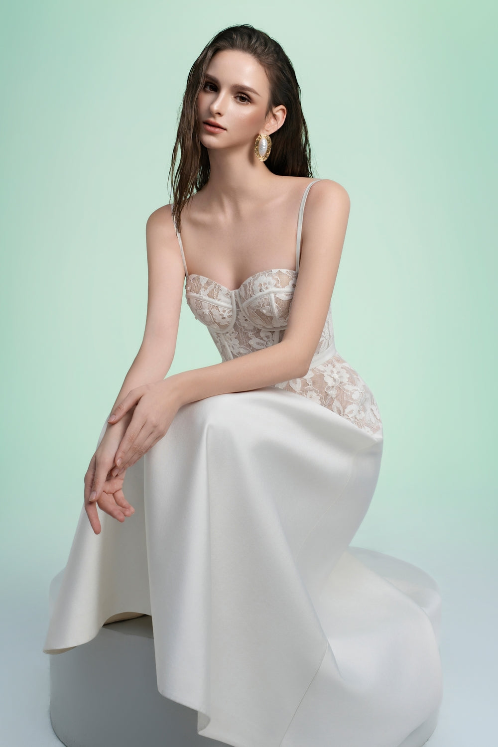Aurora A-line Chest Cup Taffeta Midi Dress
