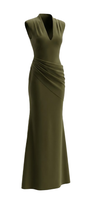 Aveline V-Neck Draped Maxi Dress - MEAN BLVD