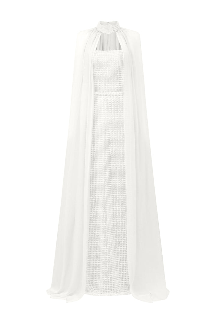 Avianna Cape Sleeves Bead Maxi Dress - MEAN BLVD