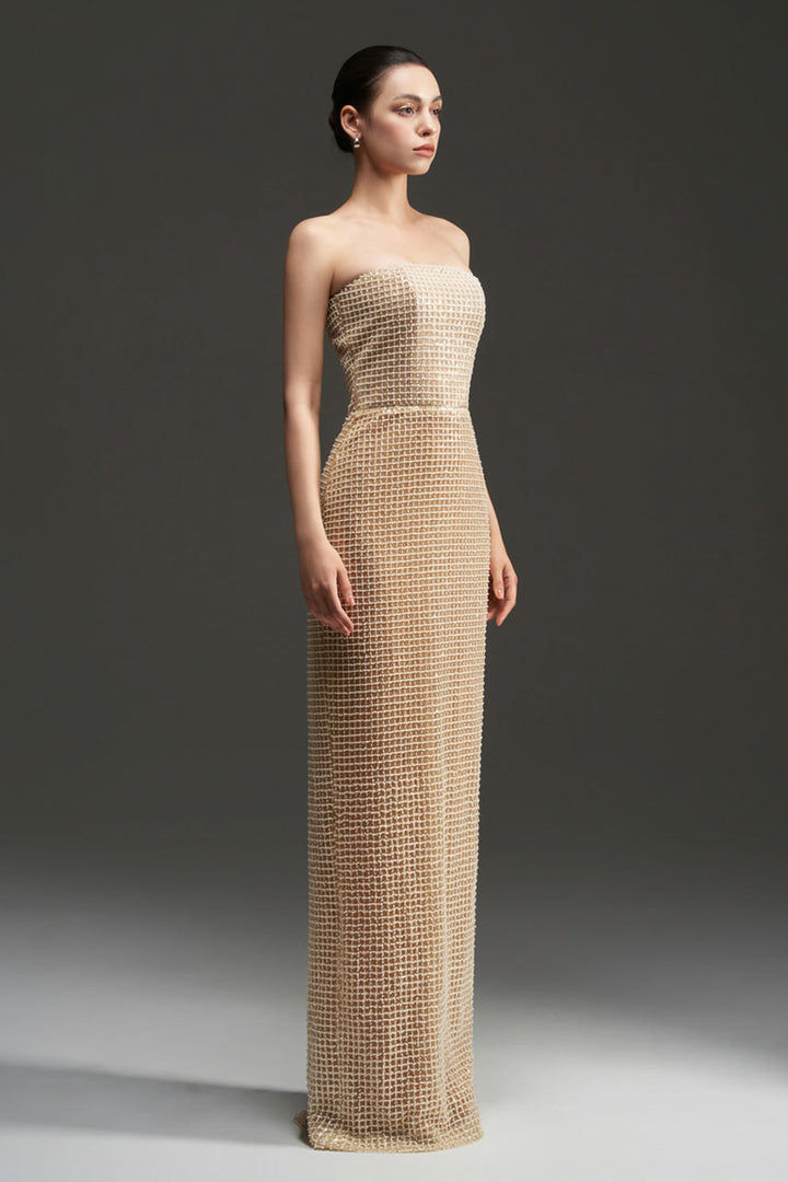 Avianna Cape Sleeves Bead Maxi Dress - MEAN BLVD