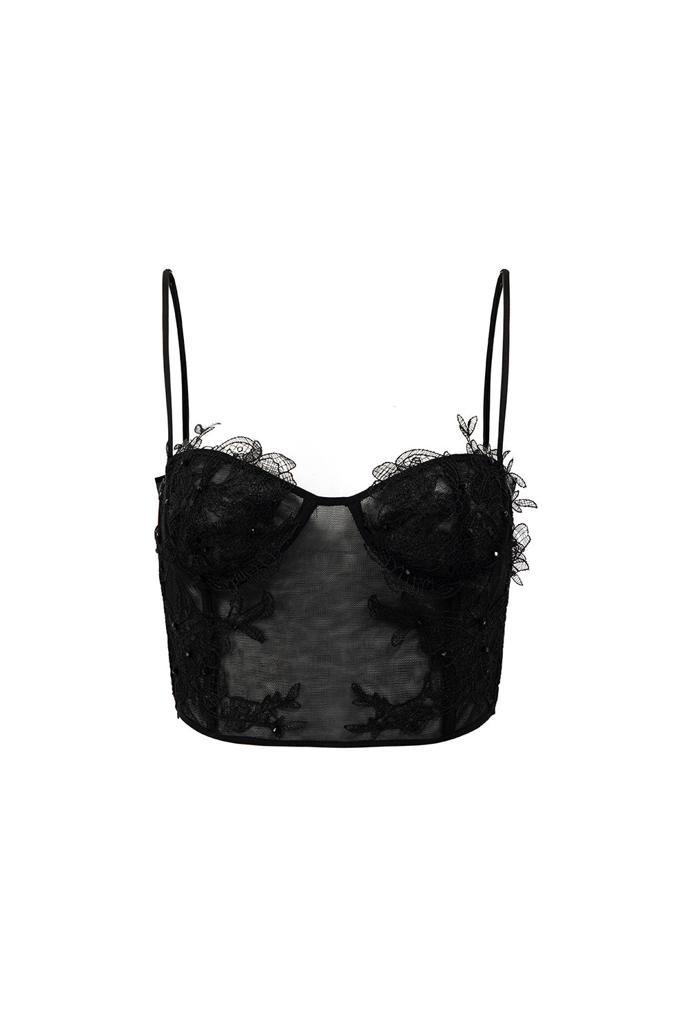 Pearl Bodycon See-Through Tulle Top