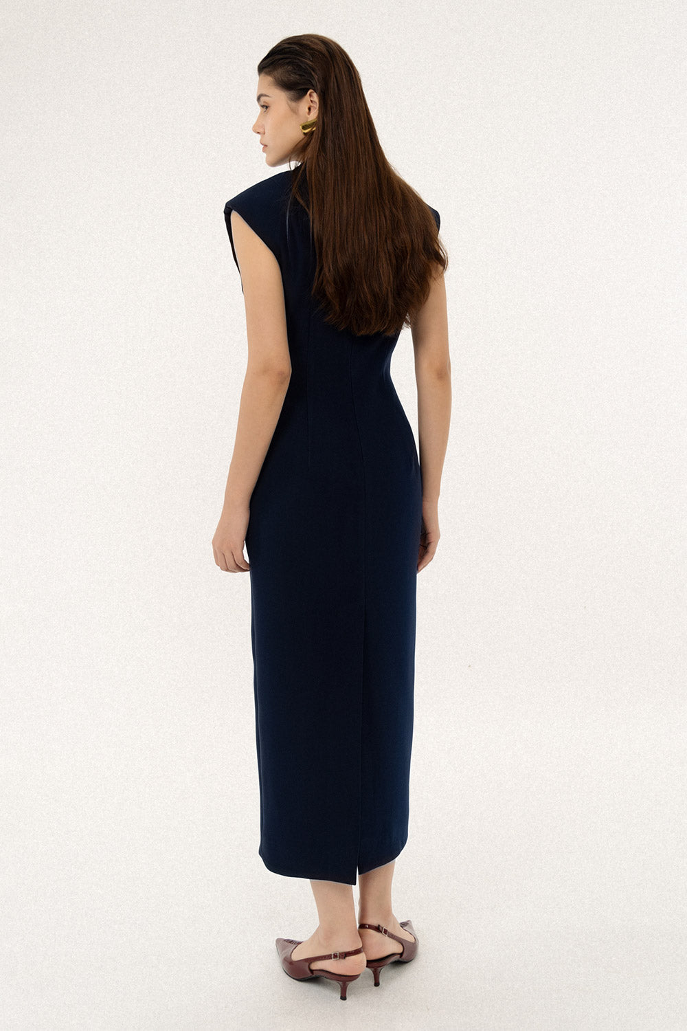 Taylor Sheath V-Neck Polycotton Midi Dress