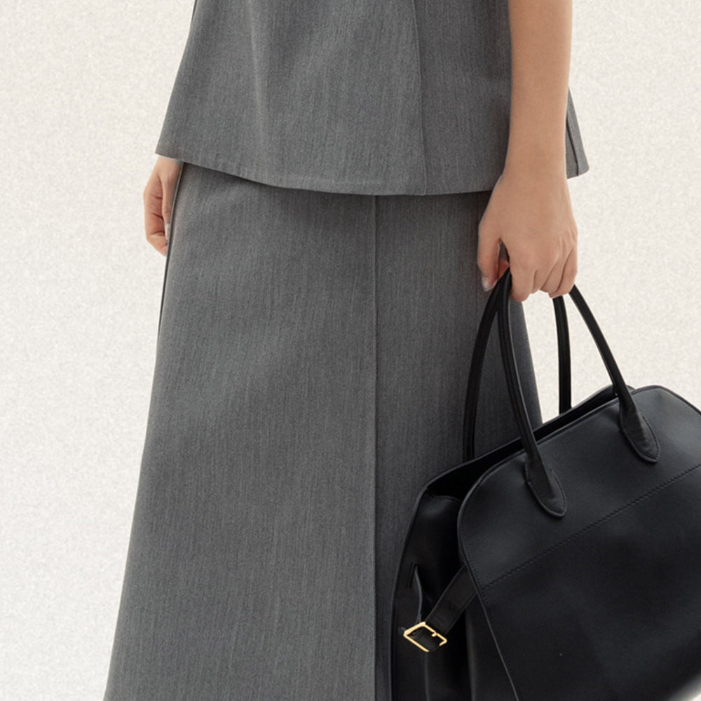 Gela A-line Basic Polycotton Midi Skirt