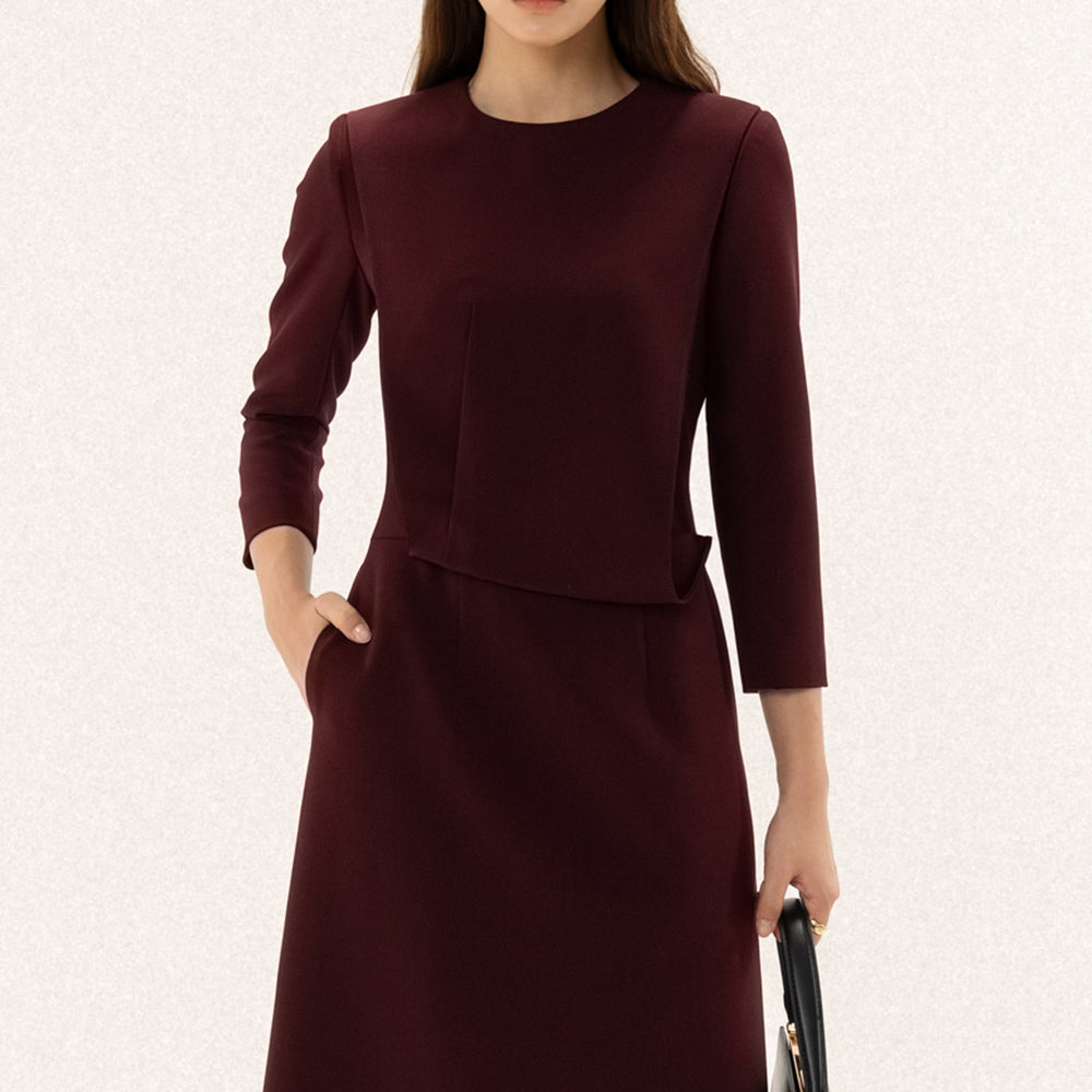 Jennie A-line Long Sleeved Polycotton Midi Dress