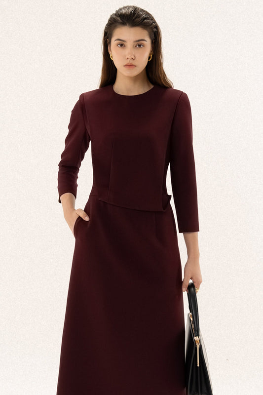 Jennie A-line Long Sleeved Polycotton Midi Dress