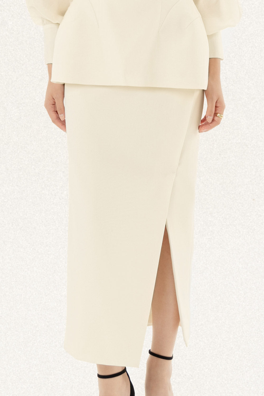 Orri Pencil Side Slit Polycotton Midi Skirt