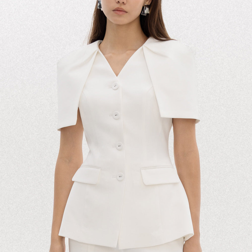 Nova Sheath Cape Sleeved Polycotton Blazer