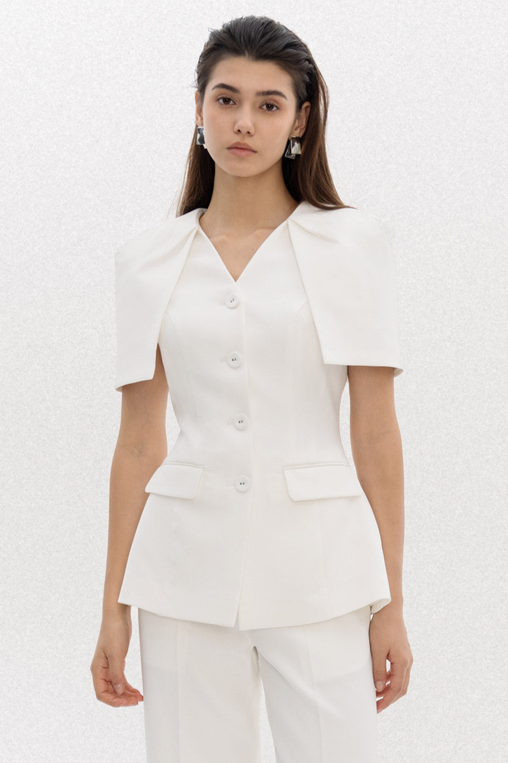 Nova Sheath Cape Sleeved Polycotton Blazer