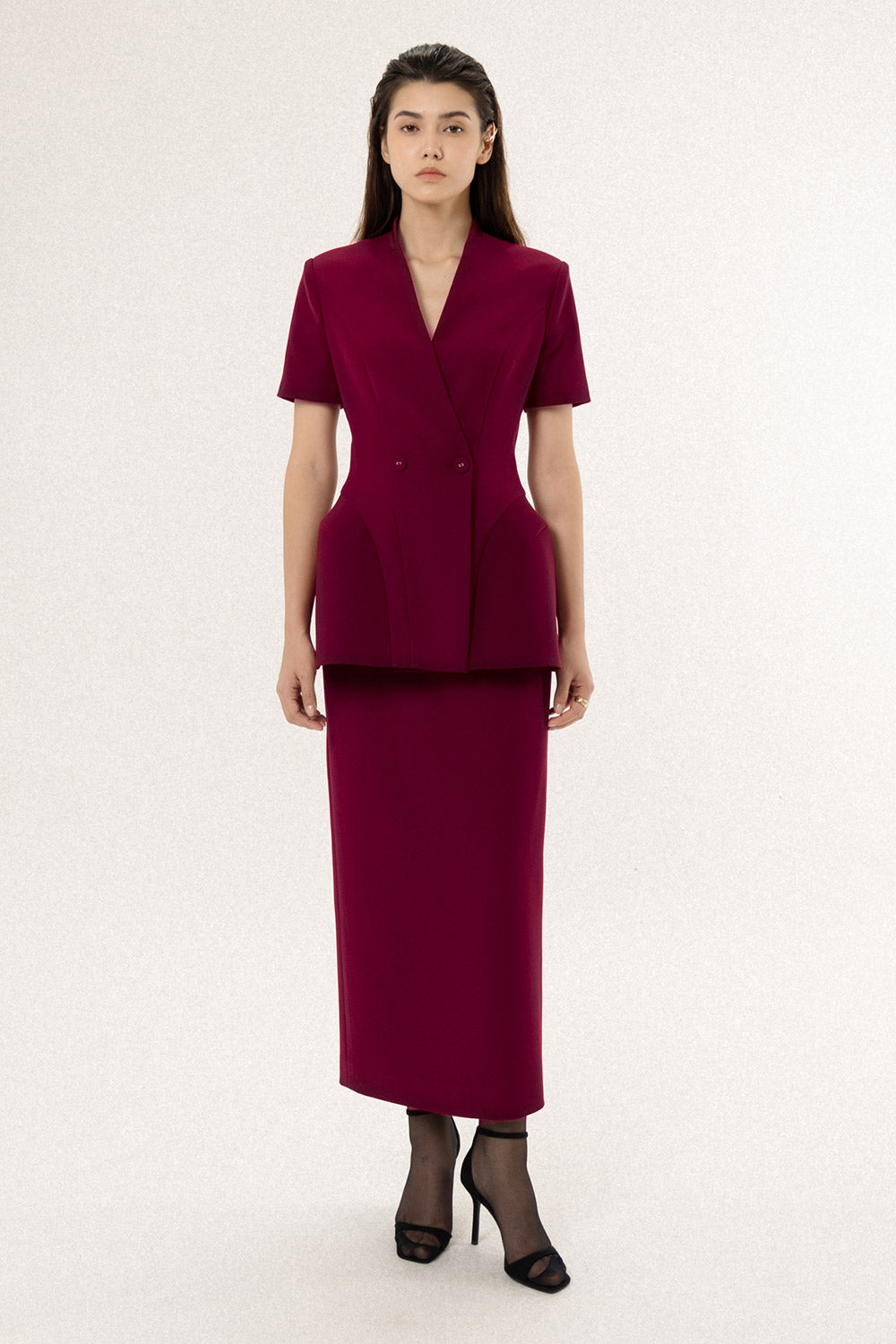 Eclipse Sheath Lapelless Polycotton Blazer