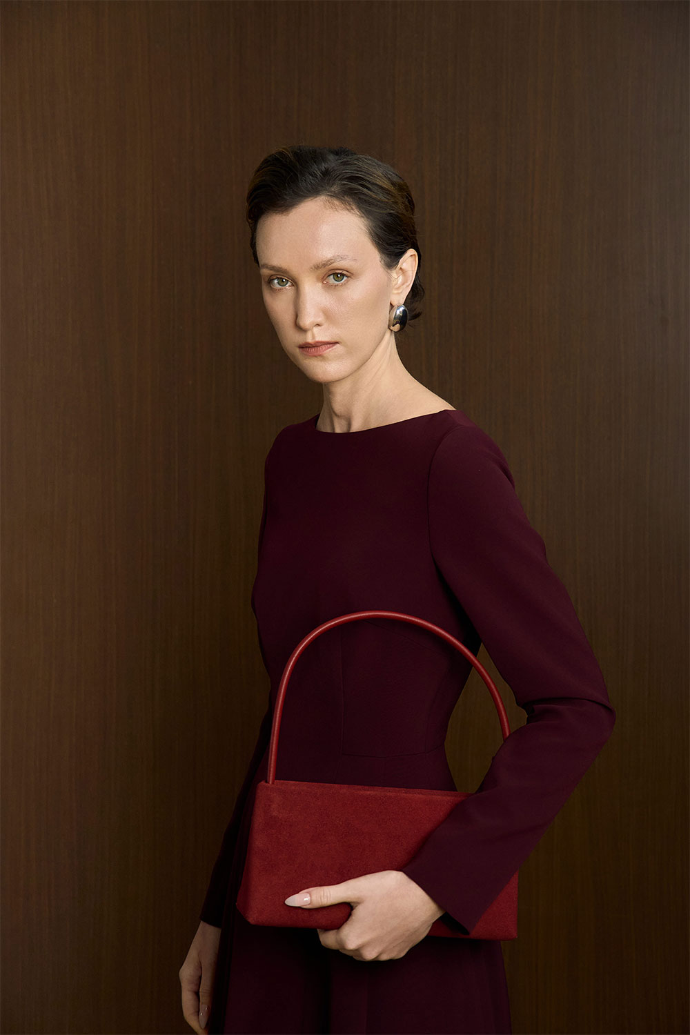 Dasier A-line Boat Neck Twill Ankle Length Dress