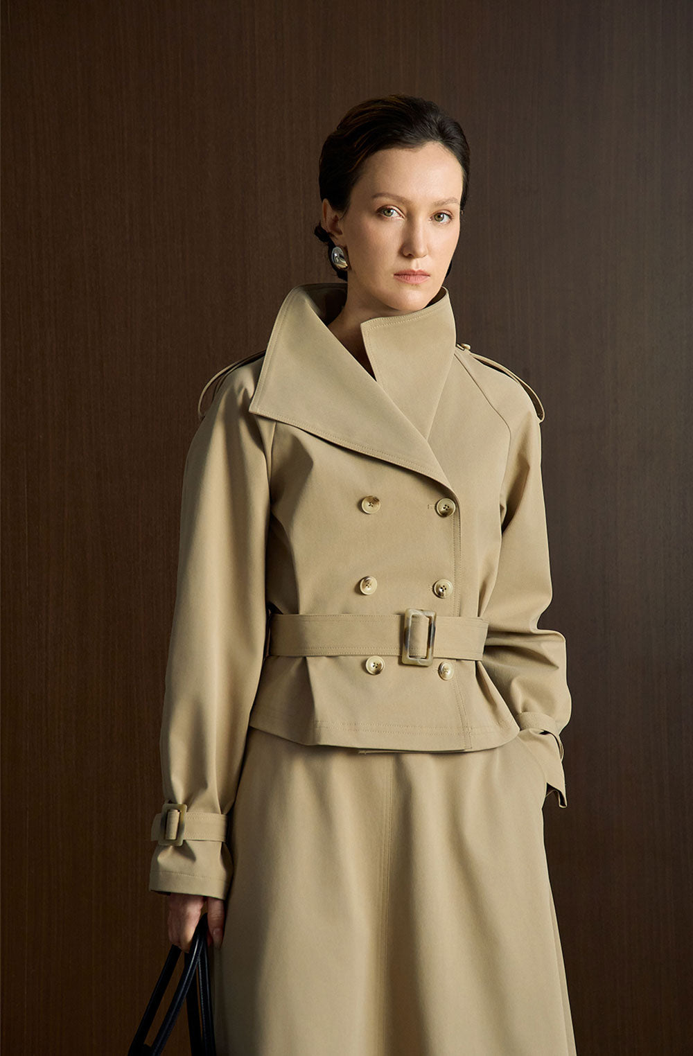 Vichy Straight Double Breasted Khaki Coat