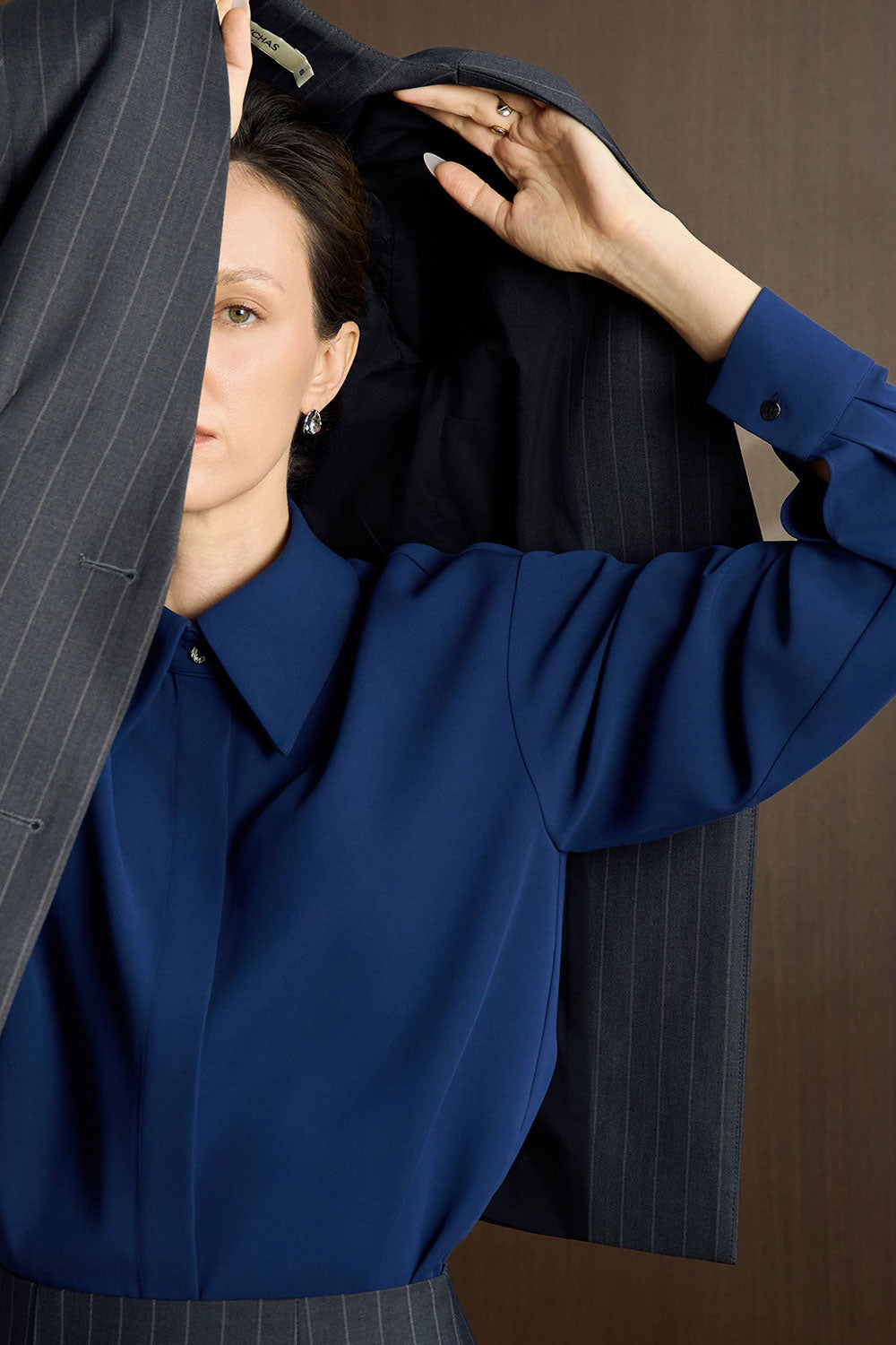 Stranger Straight Collared Neck Crepe Shirt