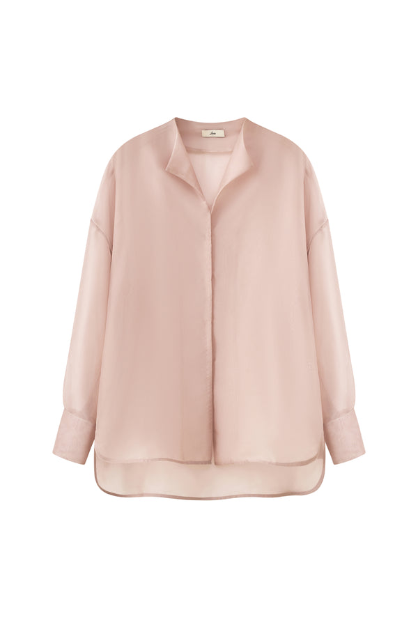 Malaya Straight Cuff Sleeved Silk Organza Shirt