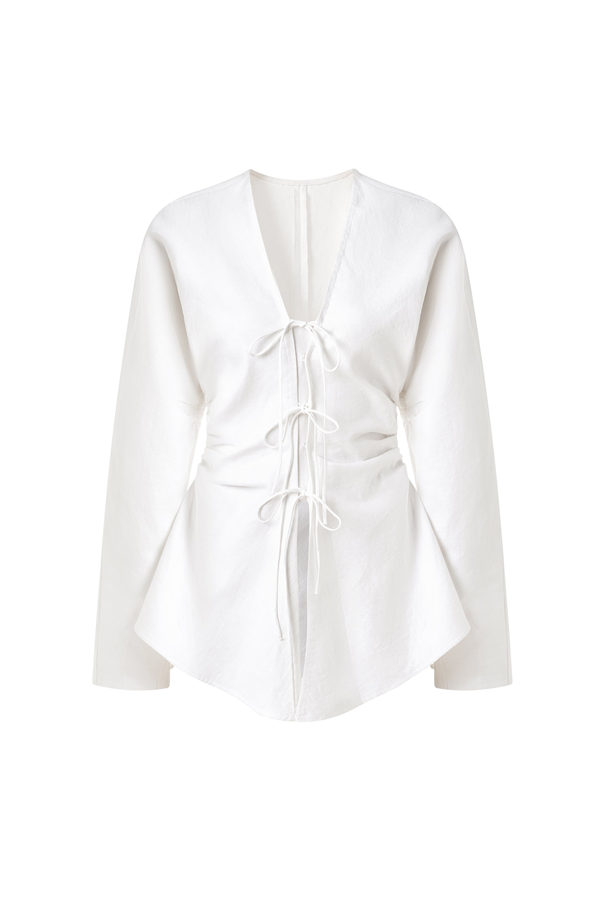 Hattie Straight V-Neck Linen Top