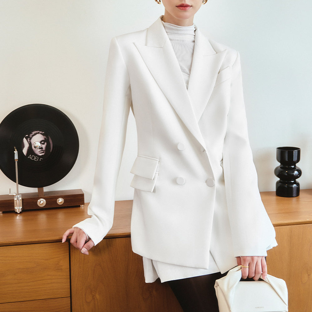 Stella Straight Peak Lapel Wool Blazer