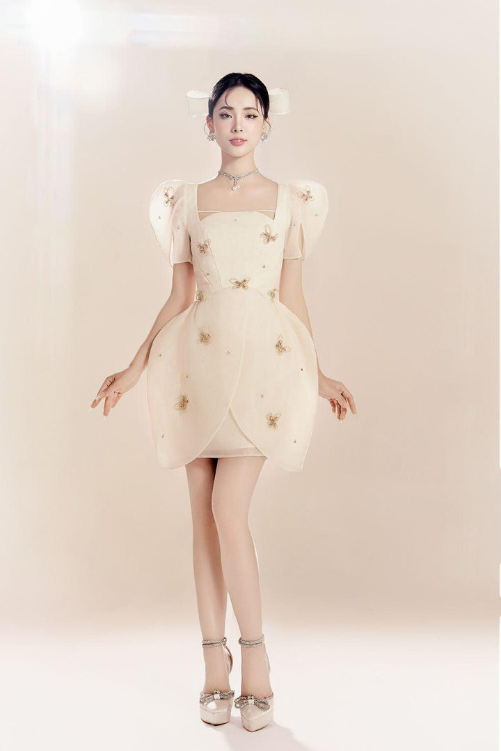 Liliace Tulip Square Neck Organza Mini Dress - MEAN BLVD