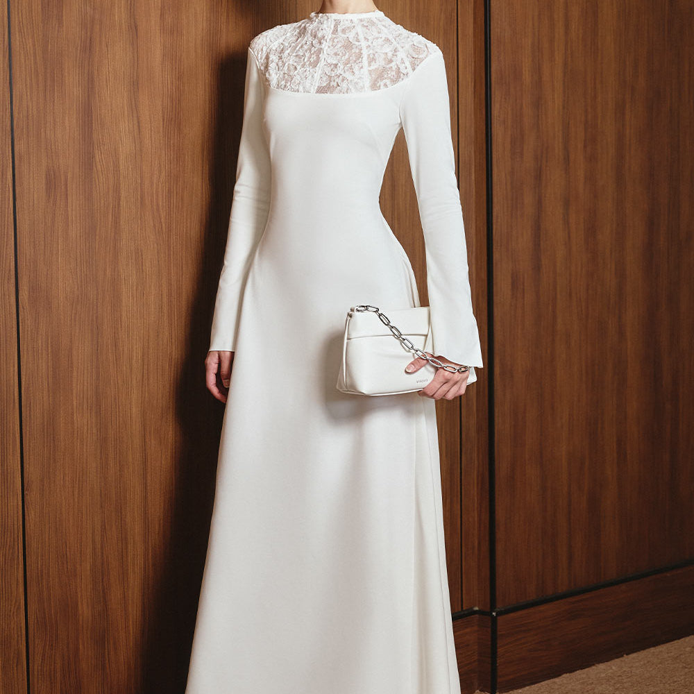 Eleanore A-line Round Neck Ribbed Cotton Ankle Length Dress